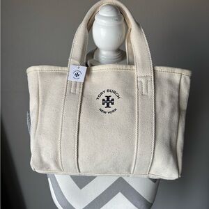 Tory Burch Cream Canvas mini Tote Bag